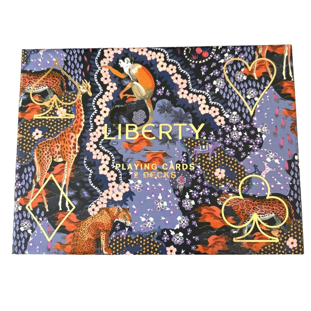 Liberty London Maxine Playing Card Set 2 Decks Giraffe & Leopard Images Galison